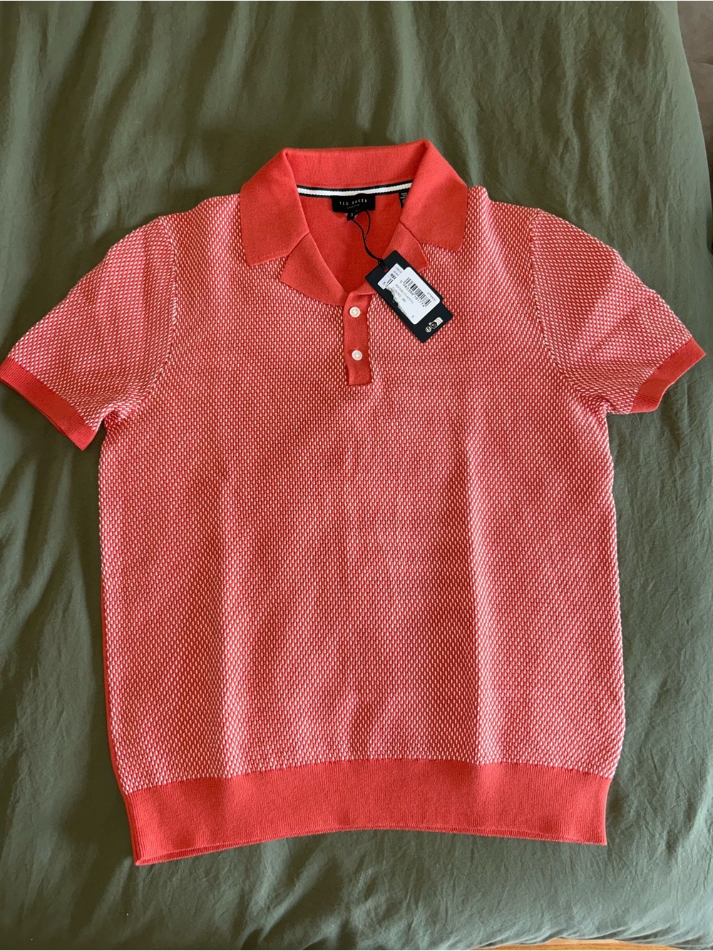 Ted Baker Coral-Textured Knit Polo